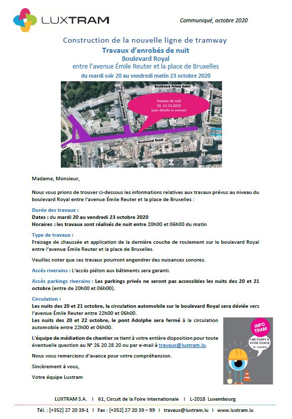 travaux Bd nuit oct 20